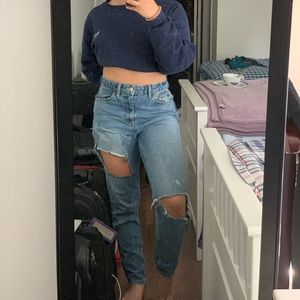 topshop patchwork high waisted mom jeans